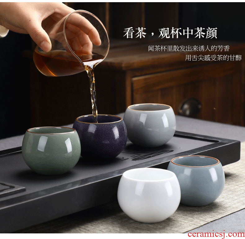 Five ancient jun suits for domestic large - sized ceramic cups imitation song dynasty style typeface your up Five lines of tea master small tea cups