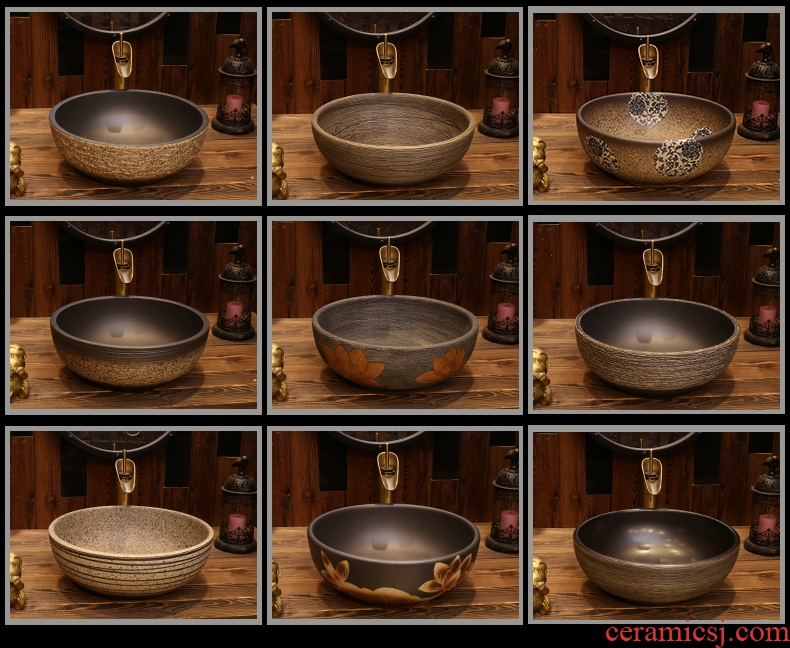 On the high quality ceramic lavatory basin sink round of new Chinese style of archaize ceramic art basin water basin