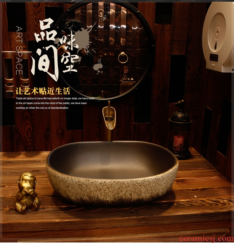Nordic ceramic lavabo lavatory basin stage basin of the oval art for wash face basin imitation of new Chinese style restoring ancient ways
