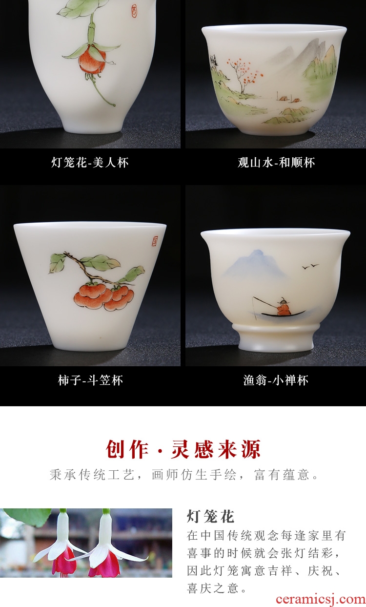 The Product teacups hand - made master cup dehua white porcelain porcelain remit sample tea cup private custom kung fu tea set ceramic cup