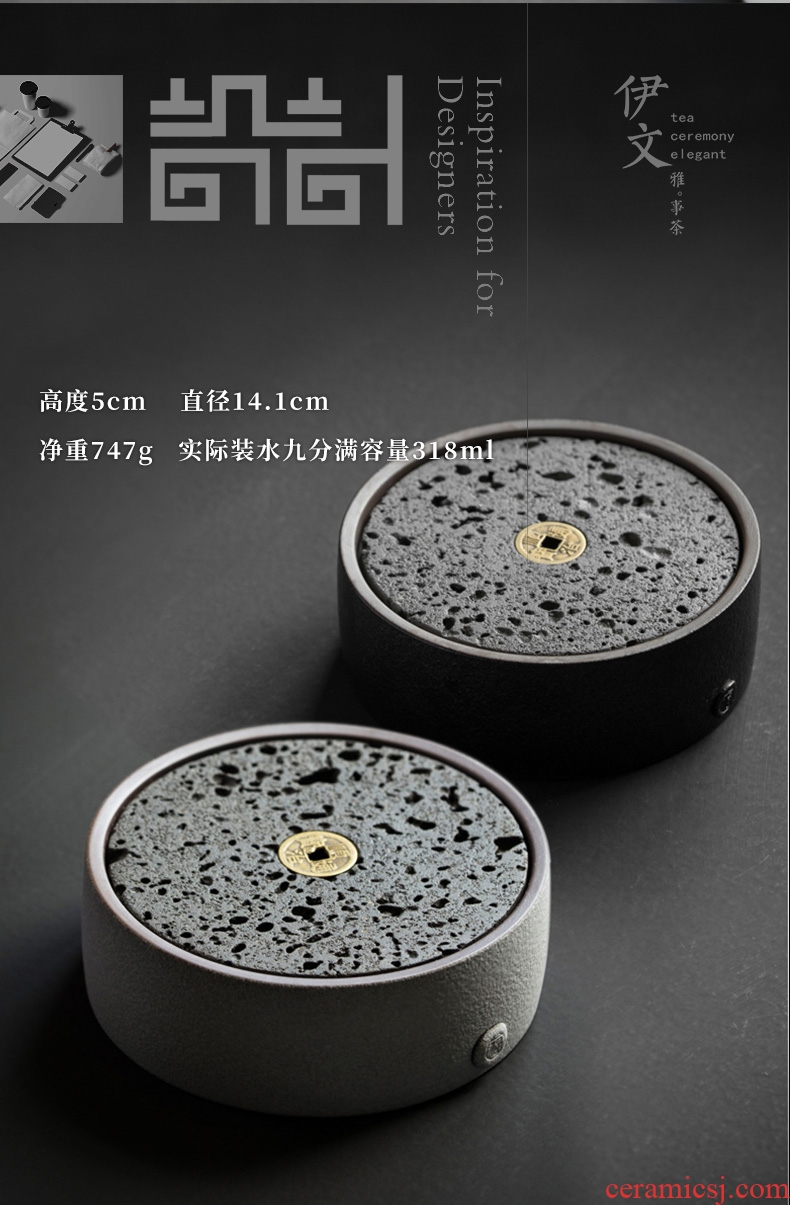 Volcano small pot bearing natural rock round saucer dish machine ceramic tea 12 kung fu tea pot of water as