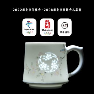 Jade BaiLingLong office filtering cup of jingdezhen porcelain enamel porcelain hand - made ceramic high - capacity painting of flowers and flower cups