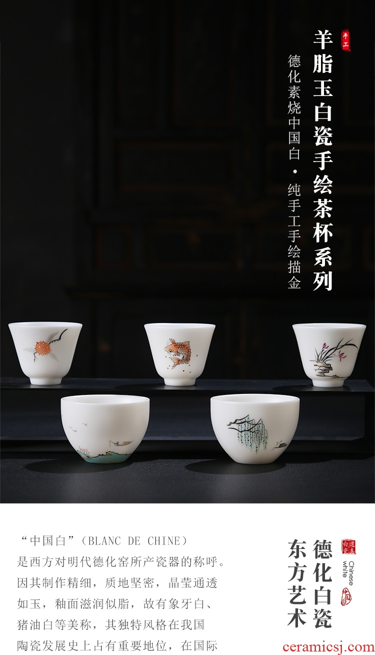 The Product porcelain sink masters cup single see colour sample tea cup white porcelain pure manual hand - made ceramic cups kung fu tea cup