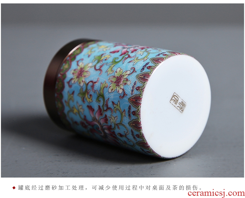 Auspicious edge enamel made ceramic tea pot metal cover seal tank storage medium, tea boxes