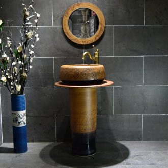 Lavabo ceramic column basin bathroom balcony ground integrated sink the lavatory basin of small family toilet column