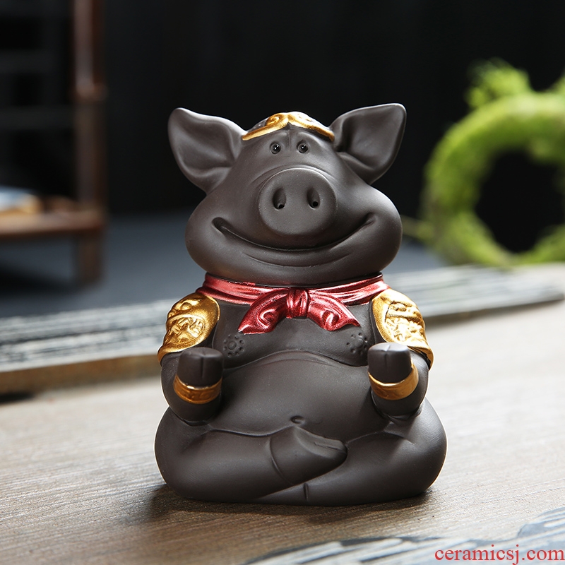 Auspicious margin purple sand tea pet ceramic pig household see lovely raise tea tea tea accessories play small place