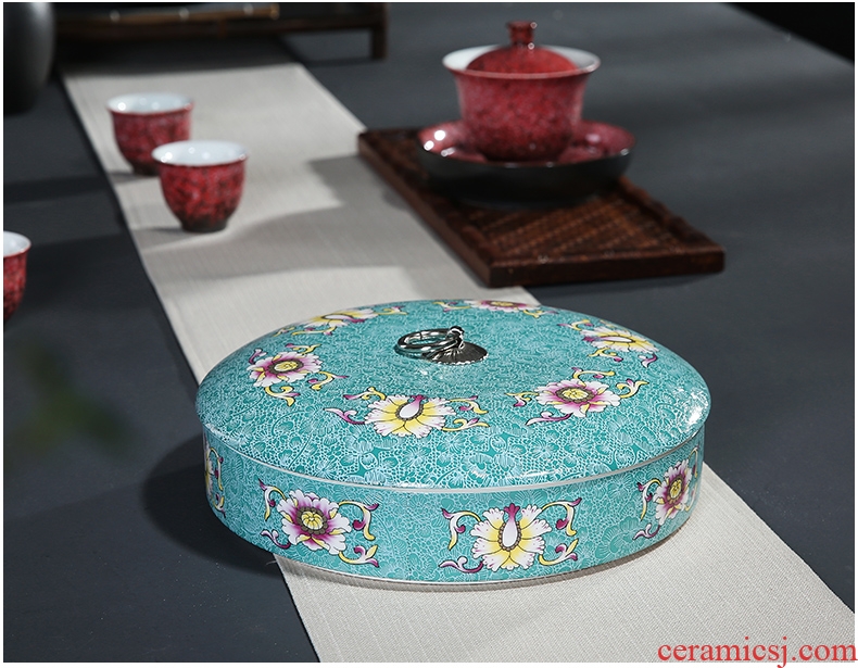 Auspicious edge ceramic tea cake tin tea box wake receives 357 grams of white tea cake with the seventh, peulthai the layer large tea pot