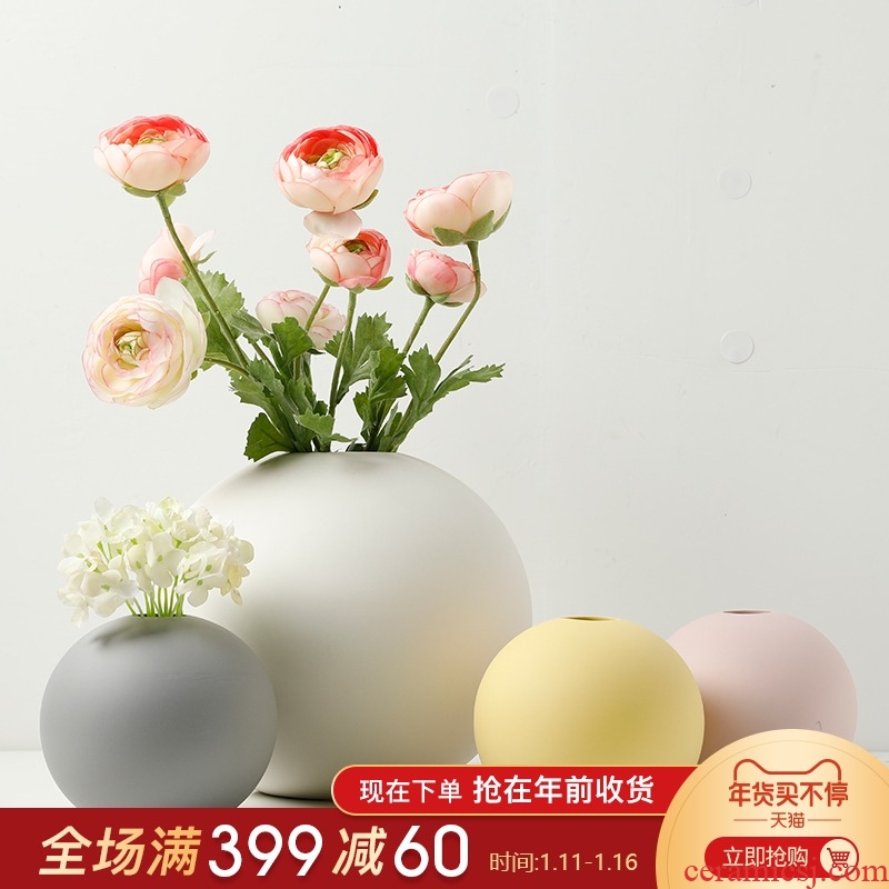 The Nordic idea contracted round vase furnishing articles dried flower arranging flowers sitting room desktop large - sized ceramic decorative flower implement suit