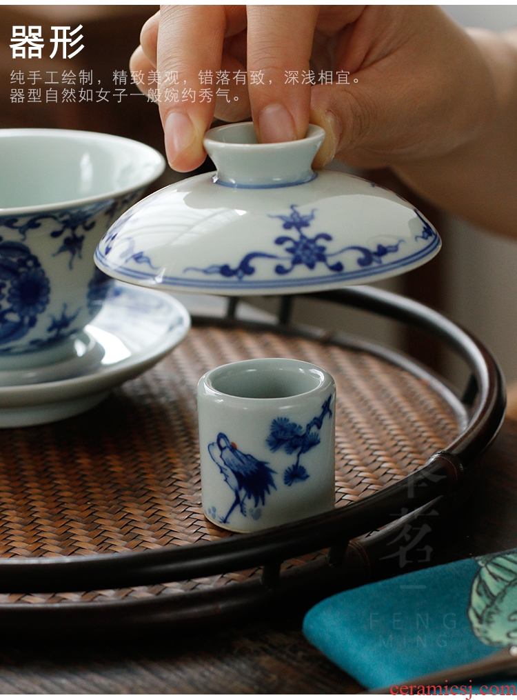 Serve tea pure hand - made porcelain products cover set bowl cover ceramic play Japanese household tea tea to restoring ancient ways BanZhi