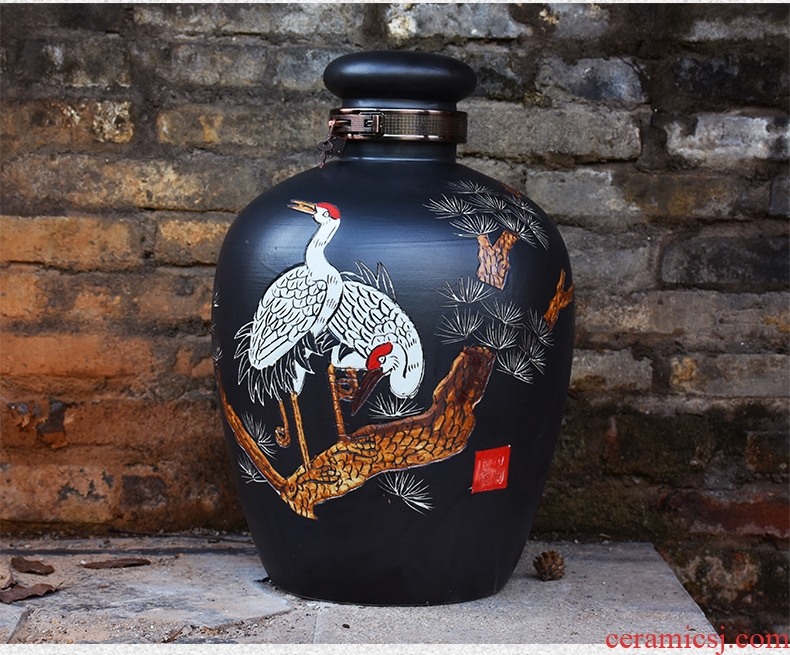 Jingdezhen ceramic jars sealed 50 jins home 20 jins archaize storing wine wine jar jar it 30 kg bottles