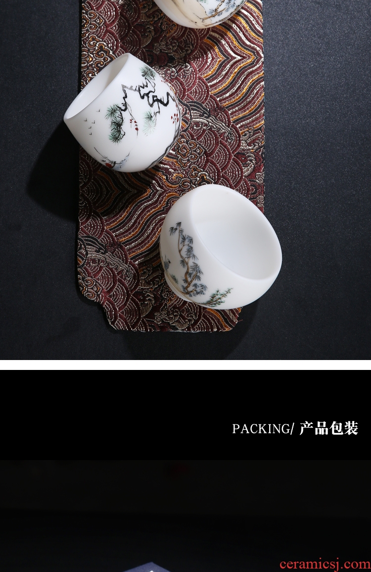 The Product porcelain sink/single wushan white porcelain tea cups literati landscape lohan CPU master cup ceramic tea, tea sets
