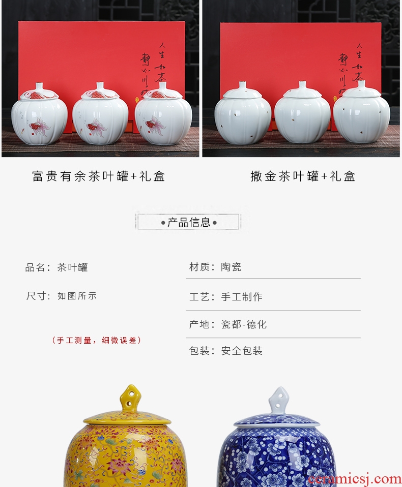 Auspicious yuan blue and white caddy fixings ceramic packing gift box general puer tea in the small seal pot double pot of tea boxes