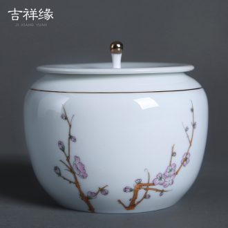 Auspicious edge in dehua white porcelain tea pot of ceramic jade porcelain, moistureproof household by patterns sijunzi storage POTS