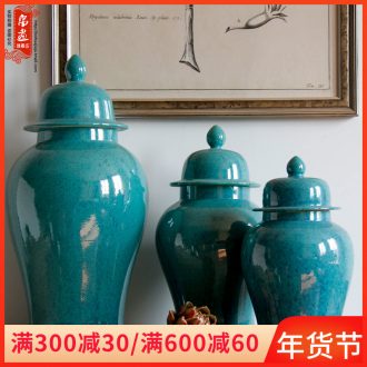 Jingdezhen ceramic dry flower vase agate general blue can receive the sitting room porch decoration elegant household furnishing articles