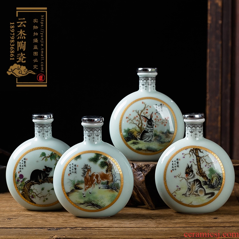 Decorative bottle zodiac jingdezhen ceramic bottle half jins to hip sealed bottles of 250 ml gifts