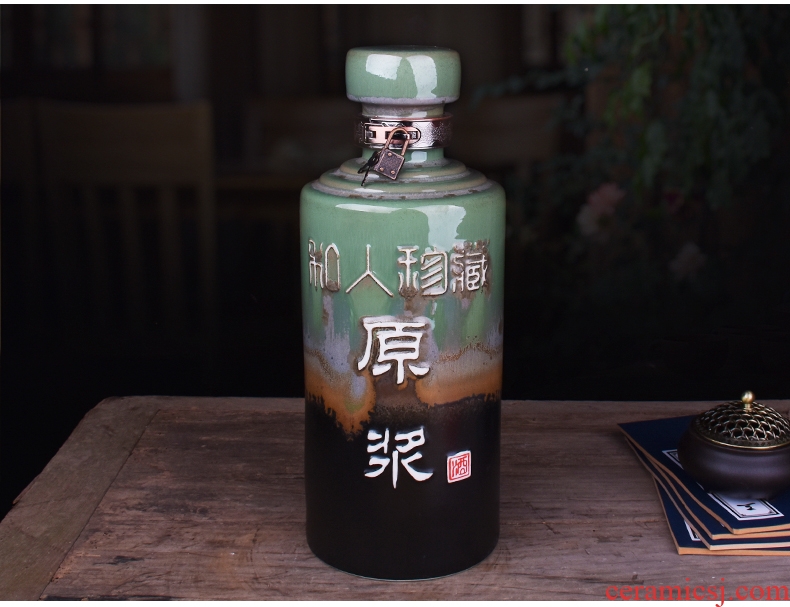 Jingdezhen ceramic bottle 5 jins of with the household mercifully hip archaize jar sealing installed the empty bottles