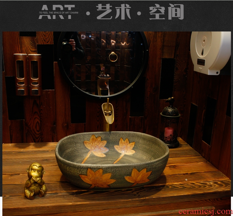 Basin of northern Europe contracted oval table art of jingdezhen ceramic lavabo Chinese style of the ancients of the Basin that wash a face wash Basin