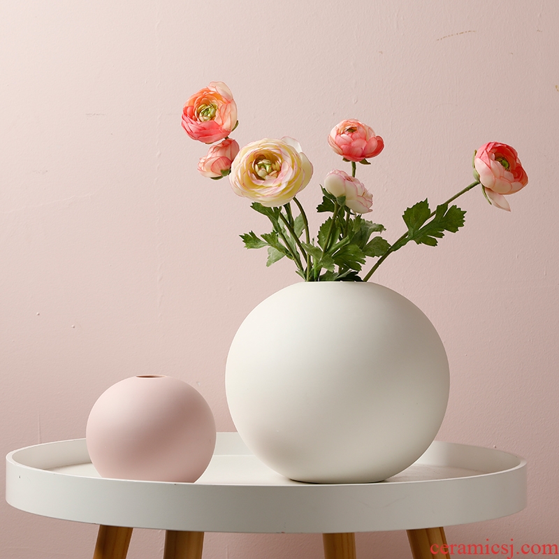The Nordic idea contracted round vase furnishing articles dried flower arranging flowers sitting room desktop large - sized ceramic decorative flower implement suit