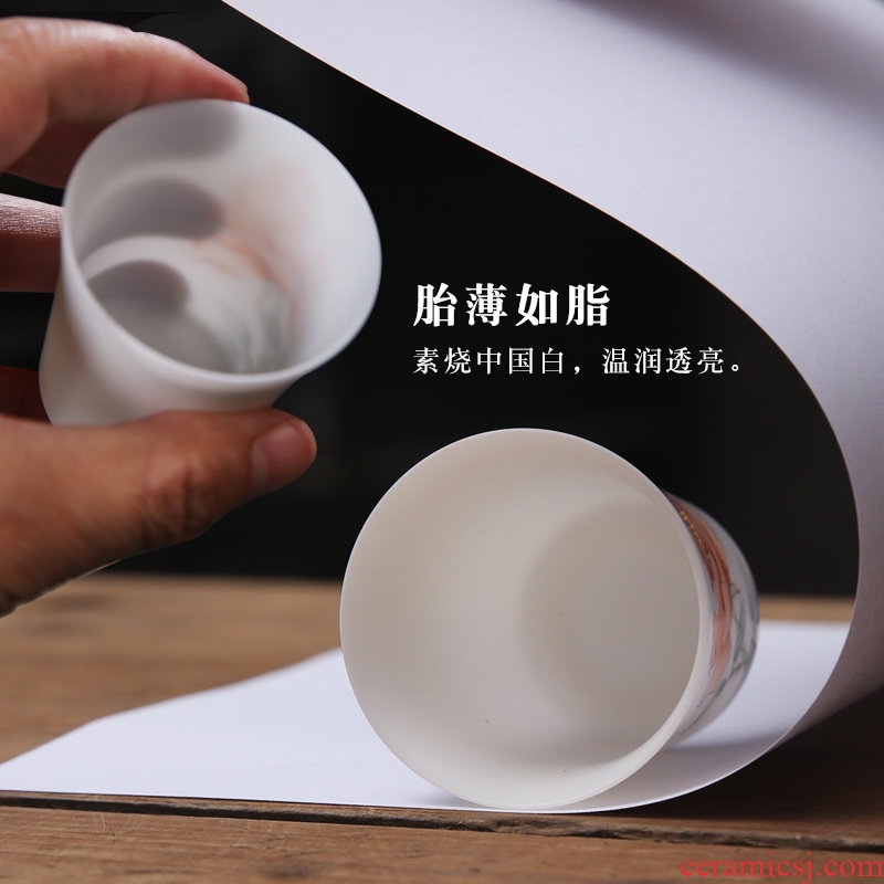 The Product single CPU dehua porcelain sink cup padding thin white porcelain, ceramic masters cup manual hand - made tea tea cup