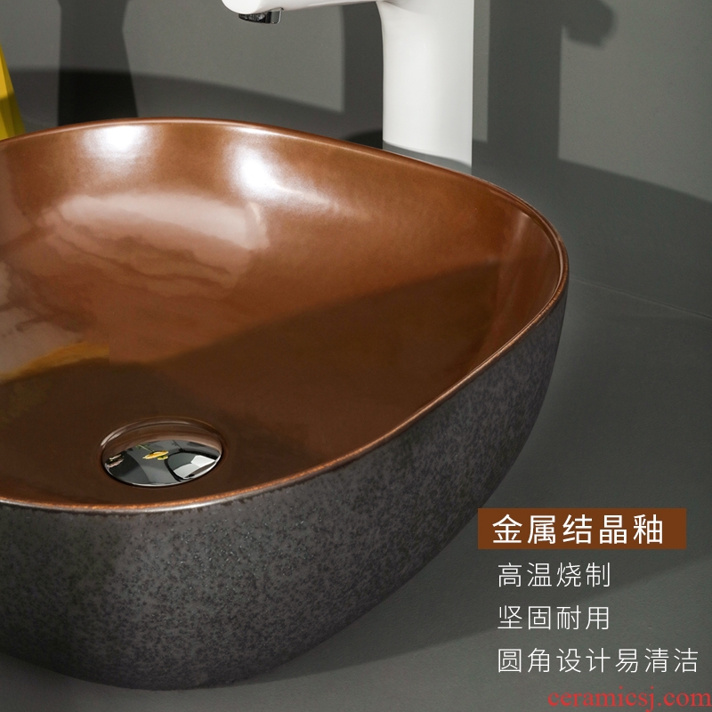 Northern wind square stage basin ceramic lavatory basin bathroom art American water basin sink