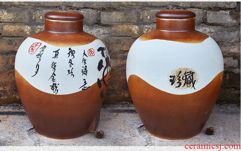 Jingdezhen ceramic jars seal save it 20 jins of archaize mercifully bottles 10 jins with leading domestic wine pot