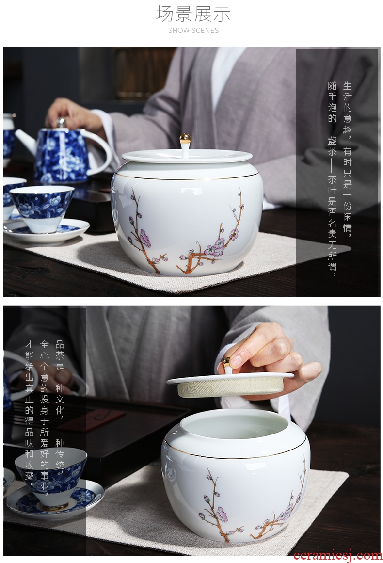 Auspicious edge in dehua white porcelain tea pot of ceramic jade porcelain, moistureproof household by patterns sijunzi storage POTS