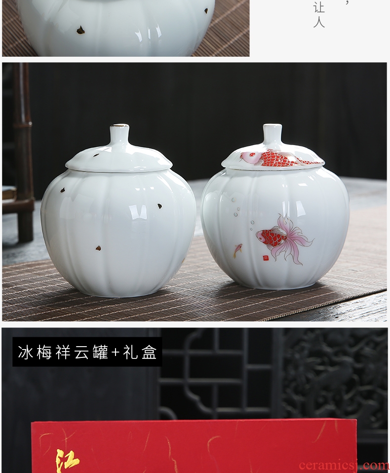 Auspicious yuan blue and white caddy fixings ceramic packing gift box general puer tea in the small seal pot double pot of tea boxes