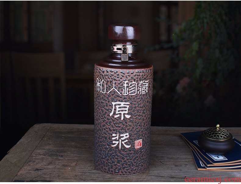 Jingdezhen ceramic bottle 5 jins of with the household mercifully hip archaize jar sealing installed the empty bottles