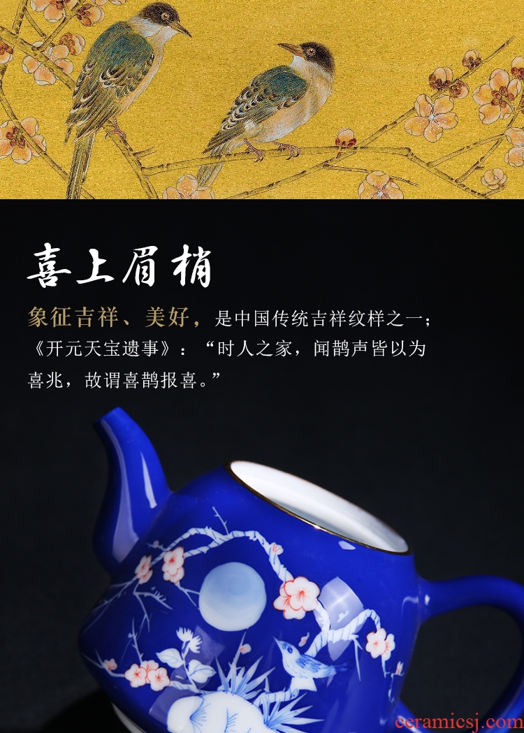 The Product under glaze color blue and white porcelain remit blue teapot pure manual hand - made home portable teapot ceramic kung fu tea set