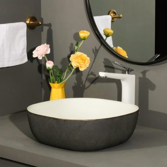 Square table basin balcony sink ceramic toilet lavatory household art metal glaze single basin of the basin that wash a face