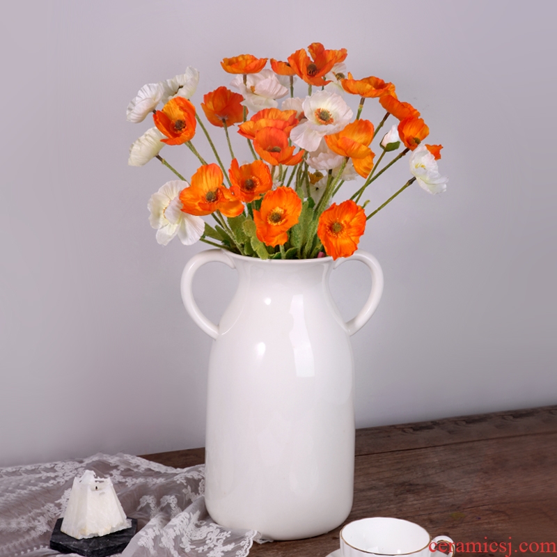 The Nordic contracted ears lift pot of flower arrangement table vase in The sitting room porch creative ceramic household soft adornment is placed