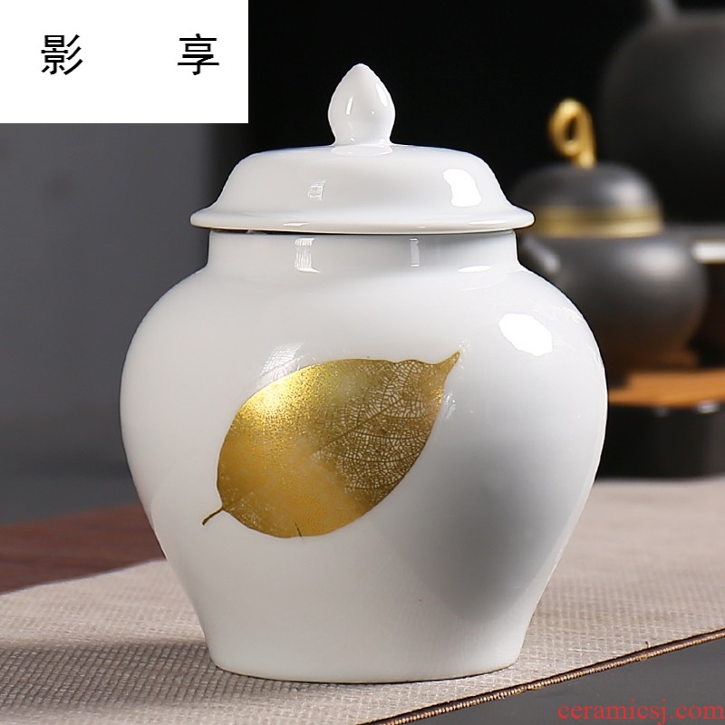 Shadow enjoy celadon caddy fixings ceramic seal tank large coarse TaoCun tank puer tea caddy fixings customize gift boxes