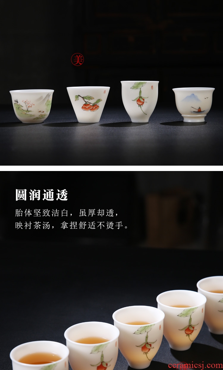 The Product teacups hand - made master cup dehua white porcelain porcelain remit sample tea cup private custom kung fu tea set ceramic cup