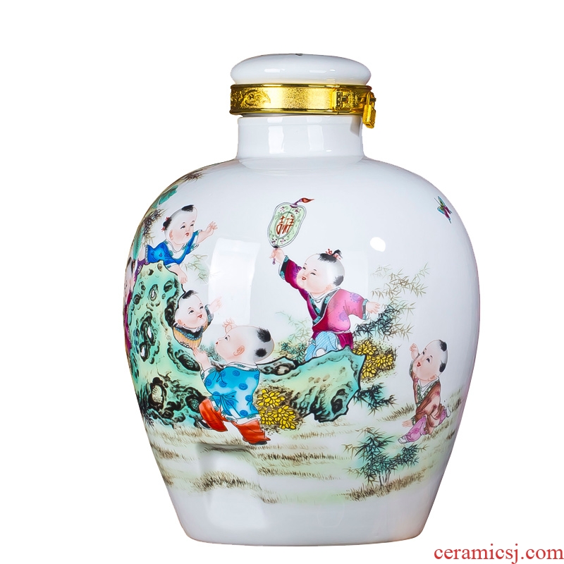 Jingdezhen ceramic jar 20 jins 30 jins 10 jins bottle barrels of wine bottle liquor jar of wine