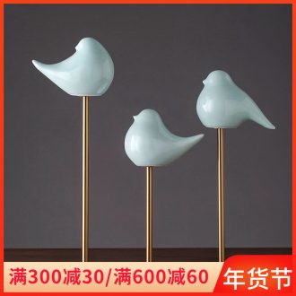 A small desktop furnishing articles furnishing articles ceramic bird, lovely home study manual shadow the qing jingdezhen ins creative ornament