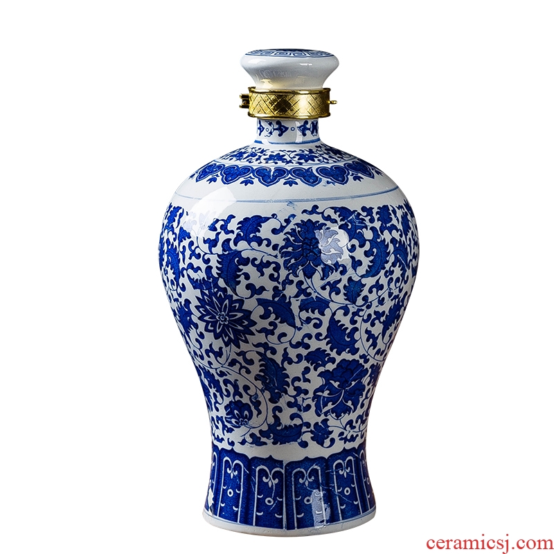 Jingdezhen ceramic jars 1/2/3/5 jins of empty bottle sealed jar of wine liquor jar blue and white wine