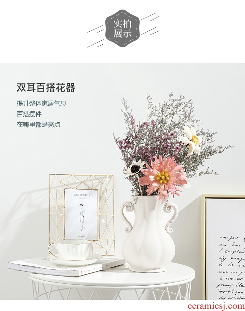 Nordic ins creative home sitting room ceramic vase furnishing articles wind dried flower arranging flowers I and contracted decoration decoration