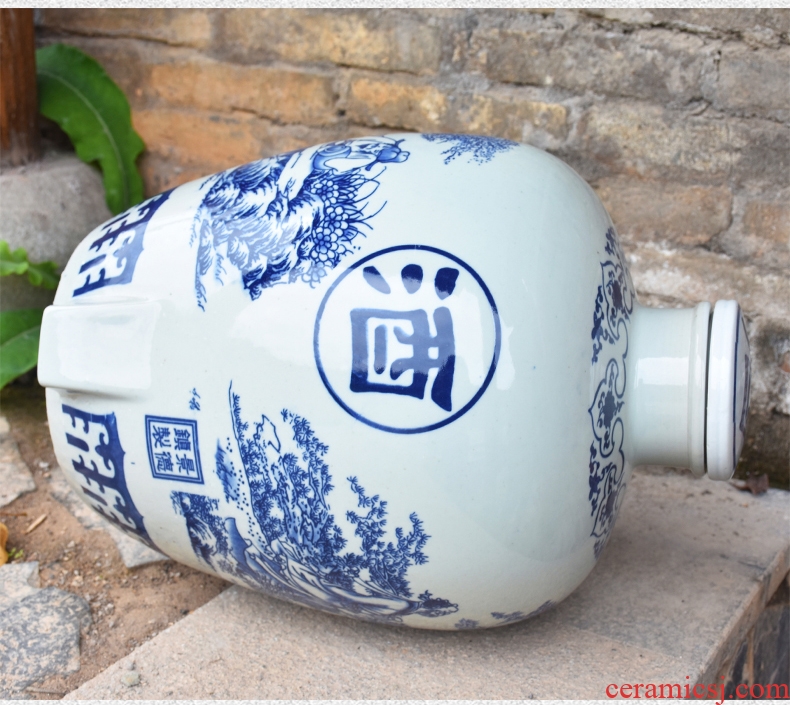 Jingdezhen porcelain ceramic jars 10 jins with leading sealed 50 kg mercifully it archaize empty wine bottle of wine