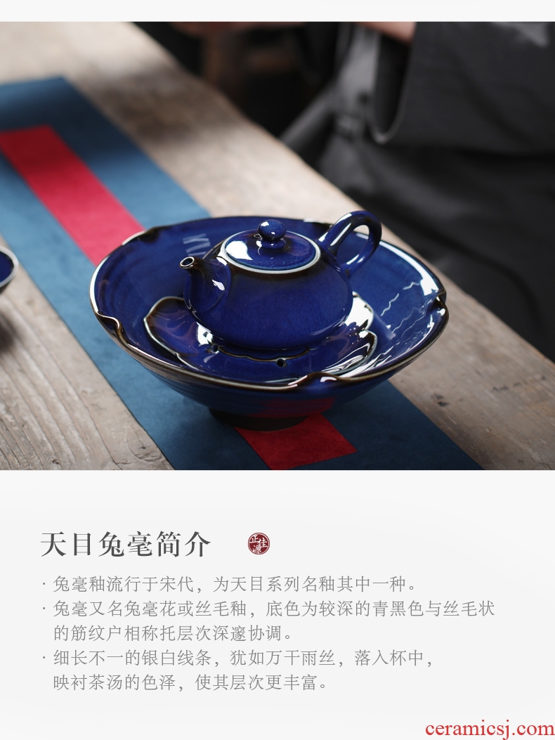 Are good source of kung fu tea set ceramic teapot TuHao blue variable single pot home little teapot three - pillar teapot