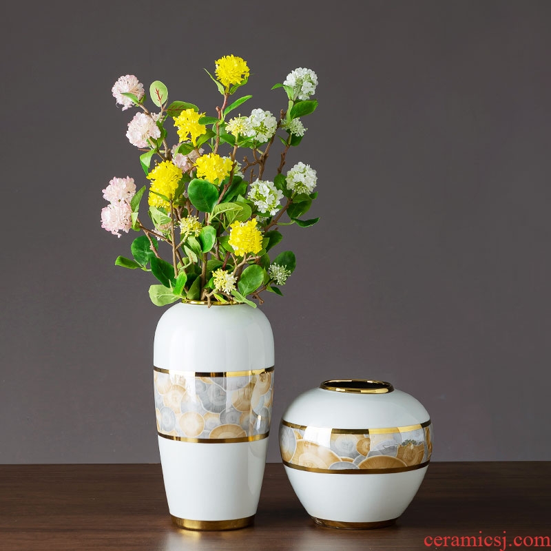 Jingdezhen ceramic key-2 luxury furnishing articles furnishing articles vase American sitting room porch dried flower flower flower decoration