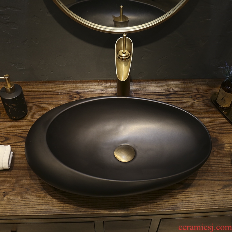 Creative stage basin sink black ceramic art basin elliptic toilet lavatory basin basin