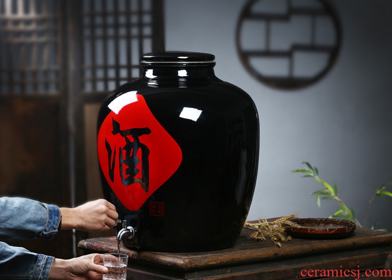 Jingdezhen ceramic jars 100 catties 150 catties 200 jins jar black glaze it brew cylinder mercifully jars