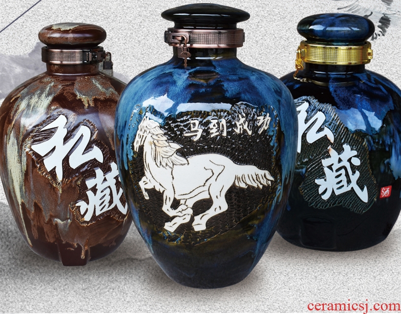 Jingdezhen ceramic jars 10 jins with leading domestic wine sealed it 50 kg archaize liquor jugs container