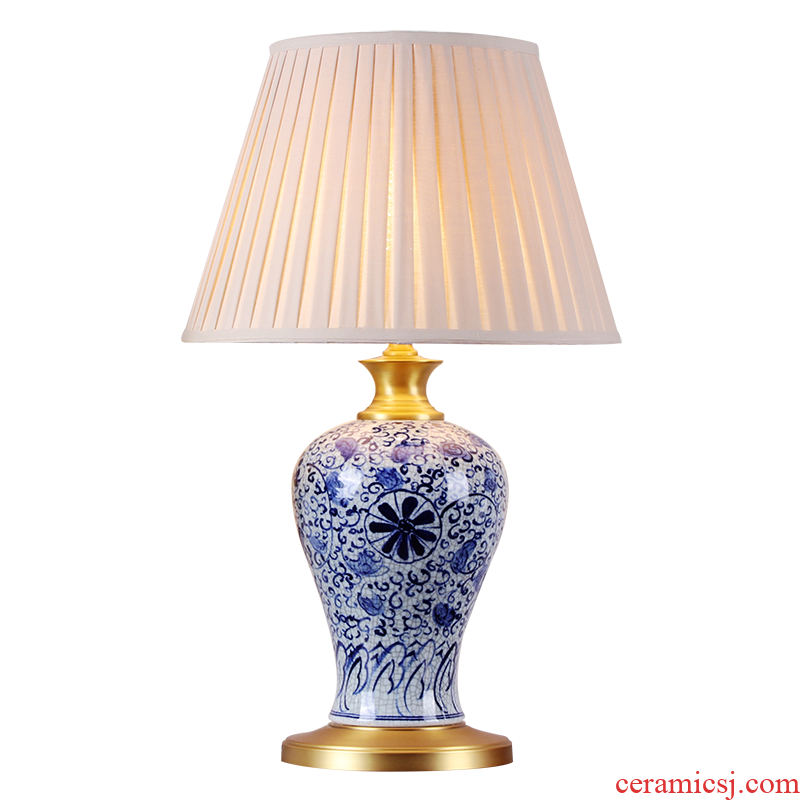 New Chinese style hand - made porcelain ceramic desk lamp sitting room villa decoration to the hotel club soft outfit collocation of bedroom the head of a bed