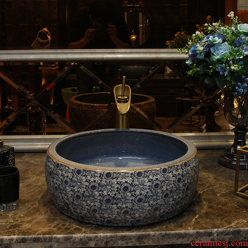 New Chinese style stage basin basin of Chinese style restoring ancient ways round art ceramic face basin bathroom sinks the pool that wash a face to wash your hands
