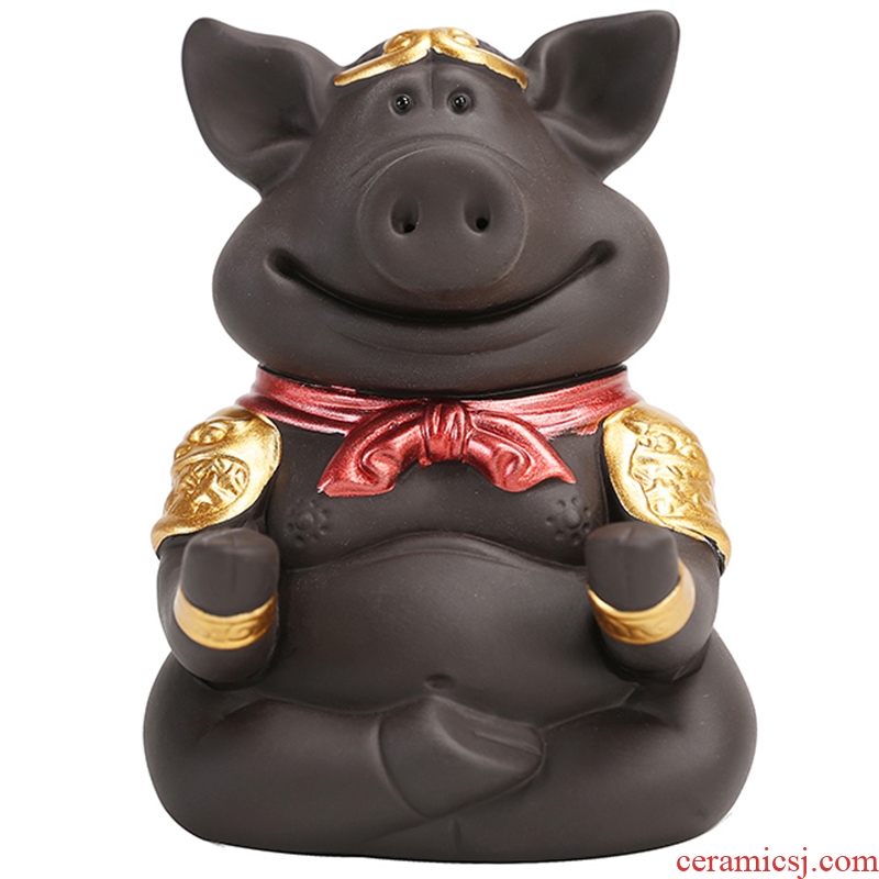 Auspicious margin purple sand tea pet ceramic pig household see lovely raise tea tea tea accessories play small place