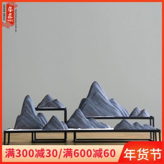 New Chinese style false hillshade furnishing articles dry landscape creative zen ceramic snow mountain soft adornment hotel example room decoration