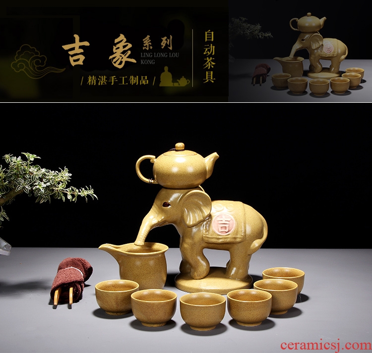 Fit from the auspicious tea set use lazy like Chinese ceramic teapot kung fu semi - automatic tea cups