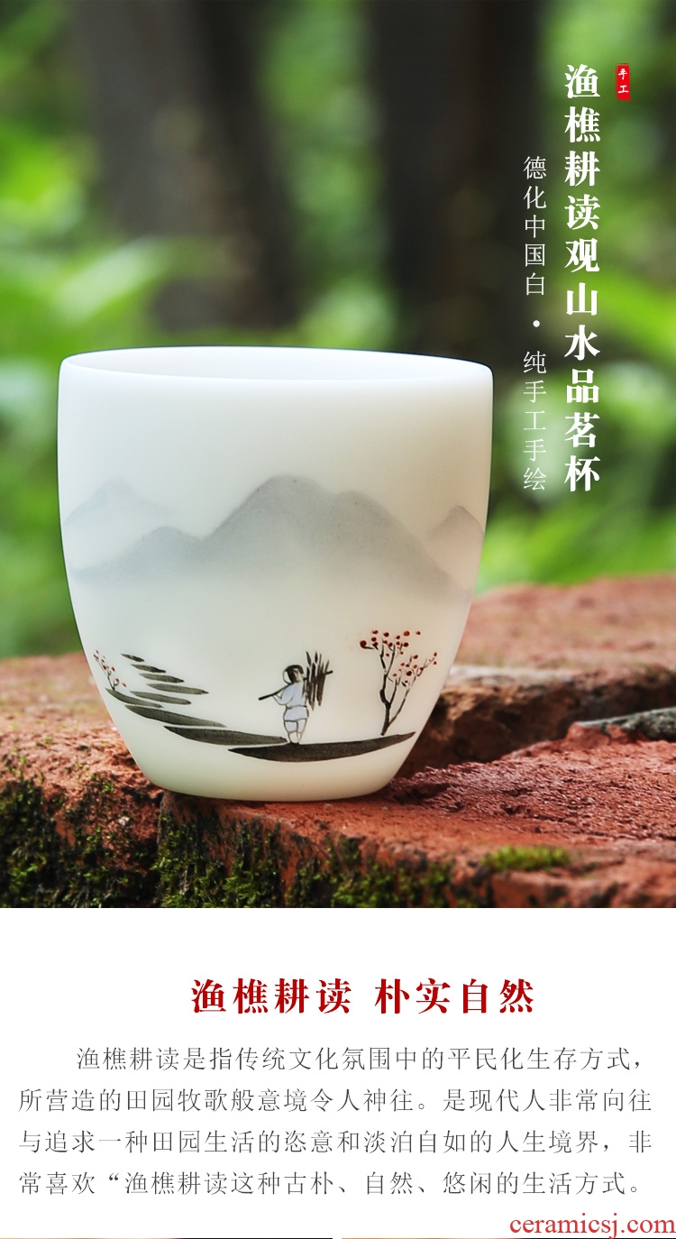 Master hand sample tea cup tea cup single CPU single male personal custom kung fu ceramic cups white porcelain tea set