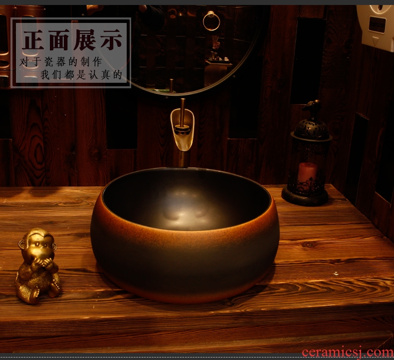 Nordic contracted on the sink, jingdezhen ceramic art basin of the basin that wash a face round creative lavatory basin